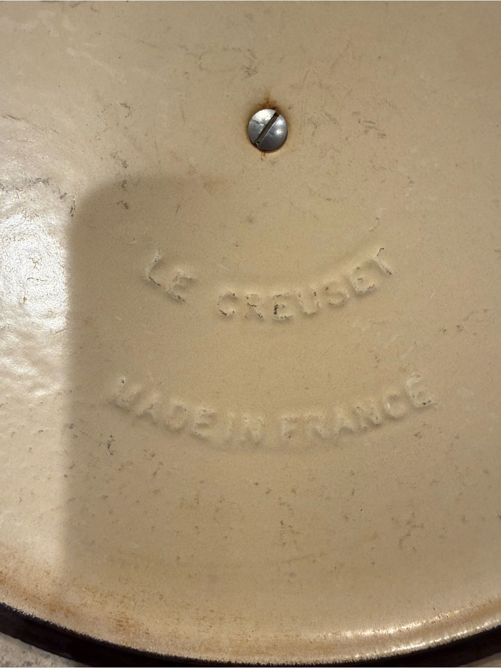 Vintage Le Creuset "E" Flame Orange Enamel Cast Iron 10" Lid Only - Picture 5 of 8